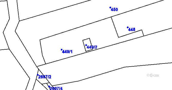 Parcela st. 449/2 v KÚ Louky nad Olší, Katastrální mapa