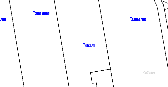 Parcela st. 452/1 v KÚ Louky nad Olší, Katastrální mapa