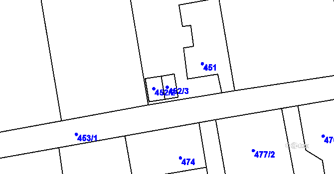 Parcela st. 452/3 v KÚ Louky nad Olší, Katastrální mapa