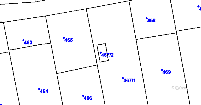 Parcela st. 467/2 v KÚ Louky nad Olší, Katastrální mapa