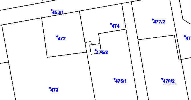 Parcela st. 475/2 v KÚ Louky nad Olší, Katastrální mapa