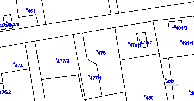 Parcela st. 476 v KÚ Louky nad Olší, Katastrální mapa