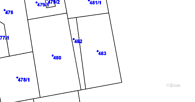 Parcela st. 483 v KÚ Louky nad Olší, Katastrální mapa