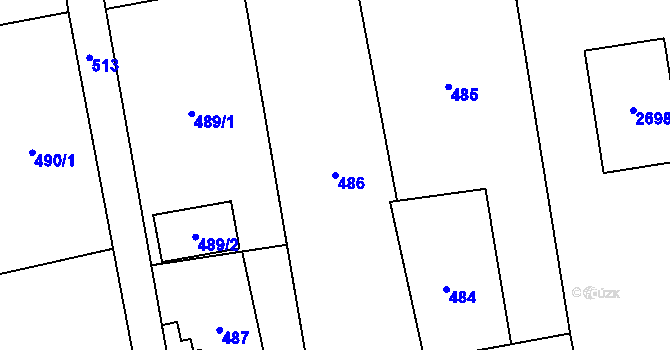 Parcela st. 486 v KÚ Louky nad Olší, Katastrální mapa