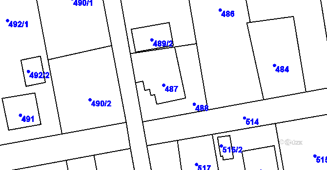 Parcela st. 487 v KÚ Louky nad Olší, Katastrální mapa