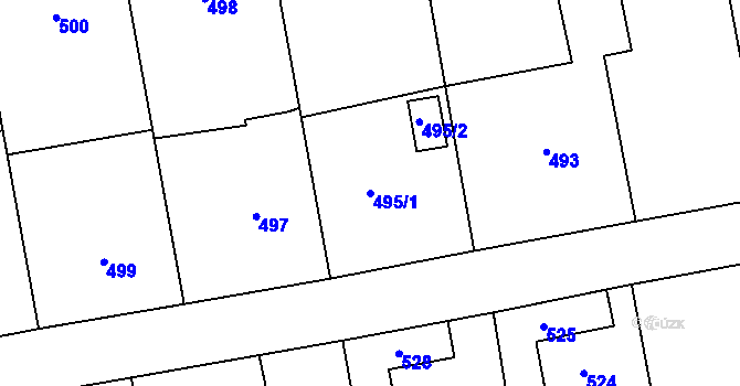 Parcela st. 495/1 v KÚ Louky nad Olší, Katastrální mapa