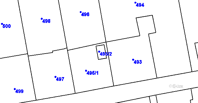 Parcela st. 495/2 v KÚ Louky nad Olší, Katastrální mapa