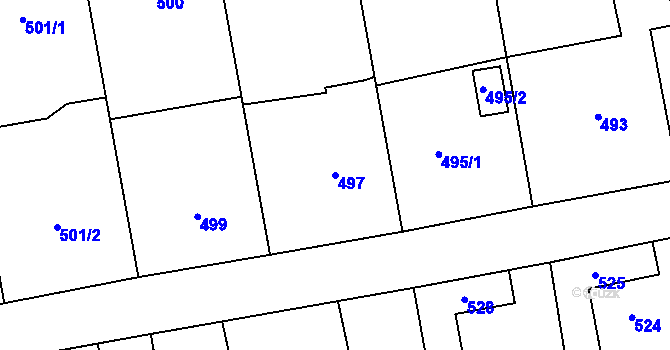 Parcela st. 497 v KÚ Louky nad Olší, Katastrální mapa