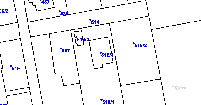 Parcela st. 516/3 v KÚ Louky nad Olší, Katastrální mapa