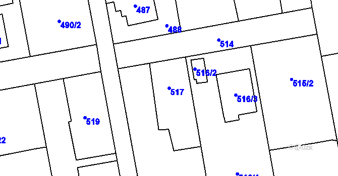 Parcela st. 517 v KÚ Louky nad Olší, Katastrální mapa