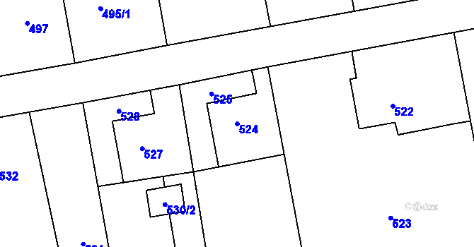 Parcela st. 524 v KÚ Louky nad Olší, Katastrální mapa