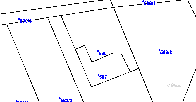 Parcela st. 586 v KÚ Louky nad Olší, Katastrální mapa