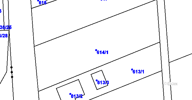 Parcela st. 614/1 v KÚ Louky nad Olší, Katastrální mapa
