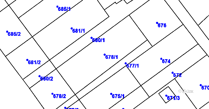 Parcela st. 678/1 v KÚ Louky nad Olší, Katastrální mapa