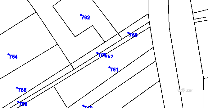 Parcela st. 752 v KÚ Louky nad Olší, Katastrální mapa