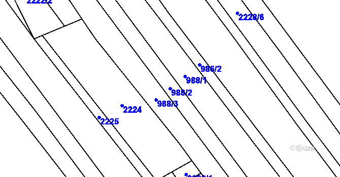 Parcela st. 988/2 v KÚ Louky nad Olší, Katastrální mapa