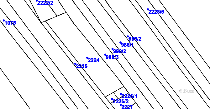 Parcela st. 988/3 v KÚ Louky nad Olší, Katastrální mapa