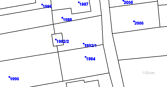Parcela st. 1992/1 v KÚ Louky nad Olší, Katastrální mapa