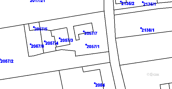 Parcela st. 2057/1 v KÚ Louky nad Olší, Katastrální mapa