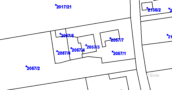 Parcela st. 2057/3 v KÚ Louky nad Olší, Katastrální mapa