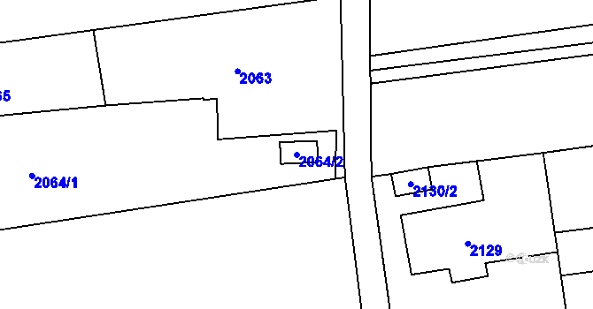 Parcela st. 2064/2 v KÚ Louky nad Olší, Katastrální mapa