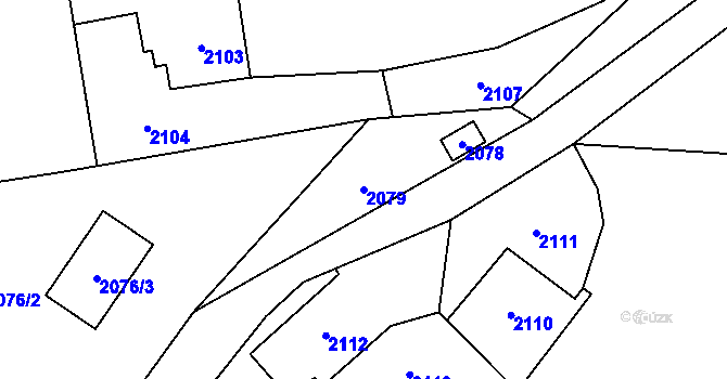 Parcela st. 2079 v KÚ Louky nad Olší, Katastrální mapa