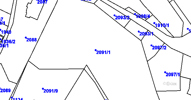 Parcela st. 2091/1 v KÚ Louky nad Olší, Katastrální mapa