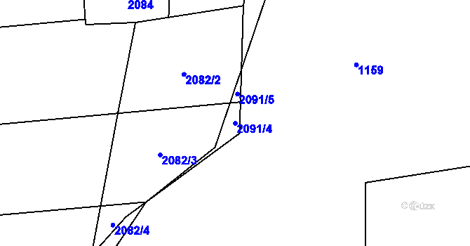 Parcela st. 2091/4 v KÚ Louky nad Olší, Katastrální mapa