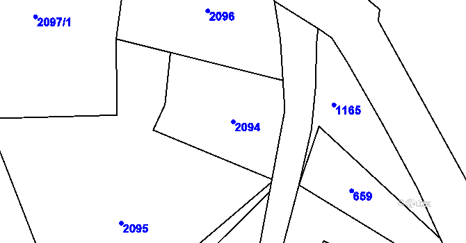 Parcela st. 2094 v KÚ Louky nad Olší, Katastrální mapa
