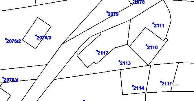 Parcela st. 2112 v KÚ Louky nad Olší, Katastrální mapa