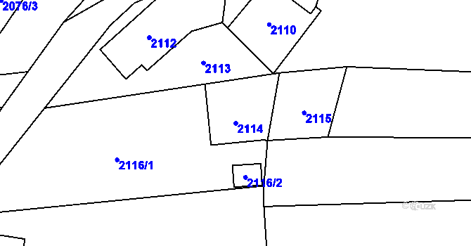 Parcela st. 2114 v KÚ Louky nad Olší, Katastrální mapa