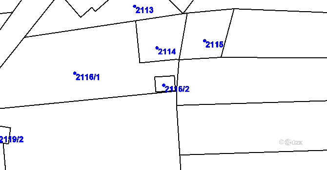 Parcela st. 2116/2 v KÚ Louky nad Olší, Katastrální mapa
