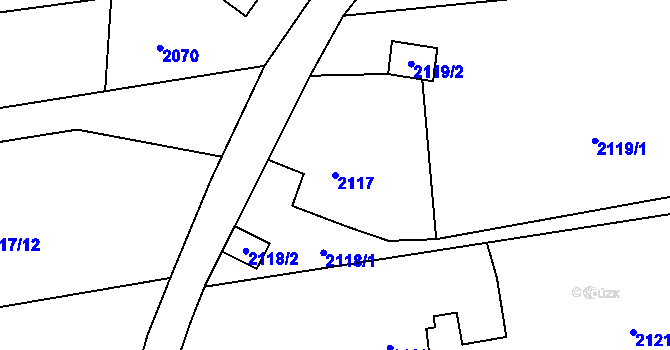 Parcela st. 2117 v KÚ Louky nad Olší, Katastrální mapa