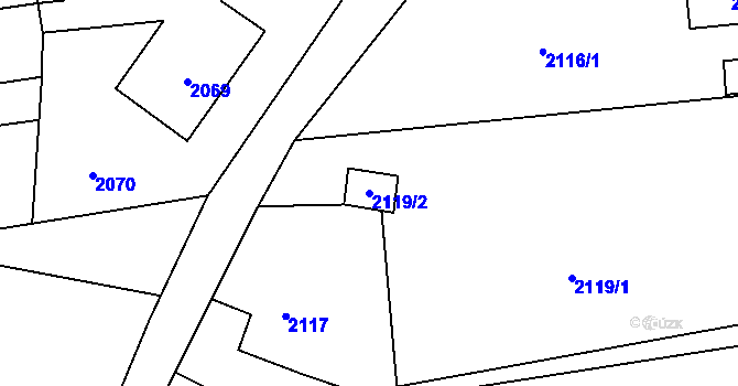 Parcela st. 2119/2 v KÚ Louky nad Olší, Katastrální mapa