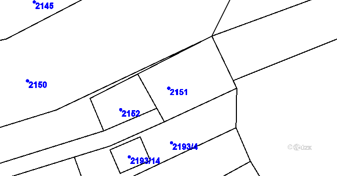 Parcela st. 2151 v KÚ Louky nad Olší, Katastrální mapa