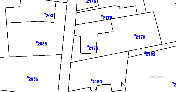 Parcela st. 2178 v KÚ Louky nad Olší, Katastrální mapa