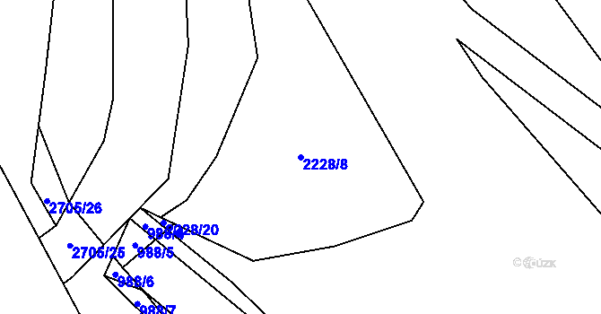 Parcela st. 2228/8 v KÚ Louky nad Olší, Katastrální mapa