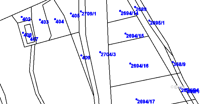 Parcela st. 2704/3 v KÚ Louky nad Olší, Katastrální mapa