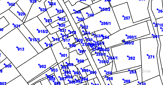 Parcela st. 2704/5 v KÚ Louky nad Olší, Katastrální mapa