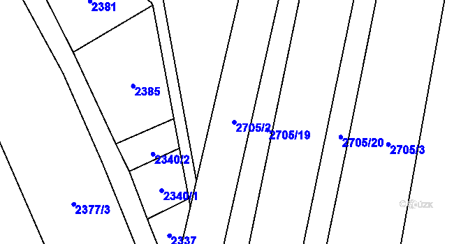 Parcela st. 2705/2 v KÚ Louky nad Olší, Katastrální mapa