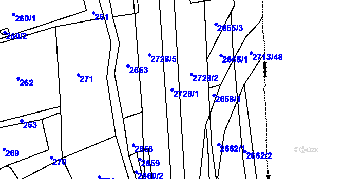 Parcela st. 2728/1 v KÚ Louky nad Olší, Katastrální mapa