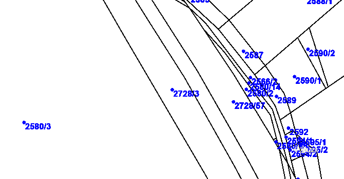 Parcela st. 2728/3 v KÚ Louky nad Olší, Katastrální mapa