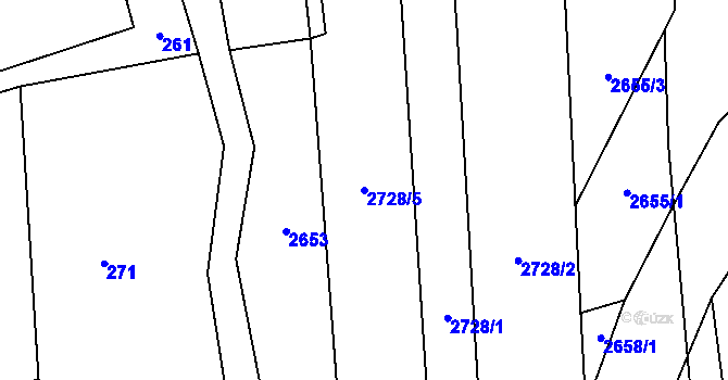 Parcela st. 2728/5 v KÚ Louky nad Olší, Katastrální mapa