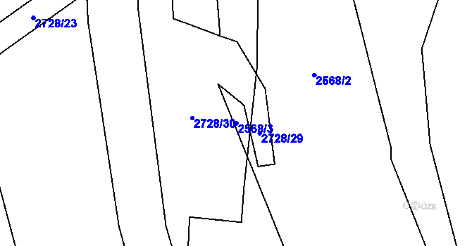 Parcela st. 2568/3 v KÚ Louky nad Olší, Katastrální mapa