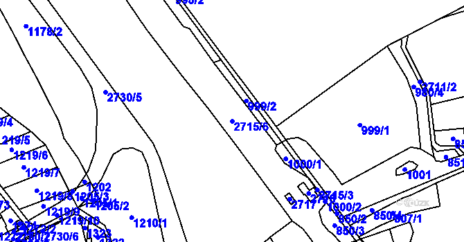 Parcela st. 2715/6 v KÚ Louky nad Olší, Katastrální mapa