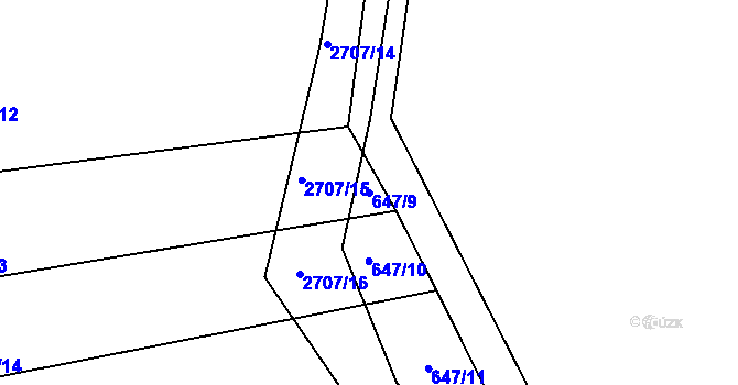 Parcela st. 647/9 v KÚ Louky nad Olší, Katastrální mapa