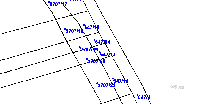 Parcela st. 647/13 v KÚ Louky nad Olší, Katastrální mapa