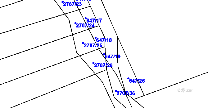 Parcela st. 647/19 v KÚ Louky nad Olší, Katastrální mapa