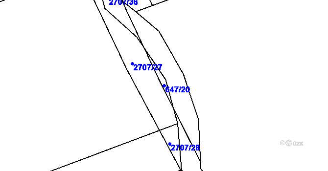 Parcela st. 647/20 v KÚ Louky nad Olší, Katastrální mapa