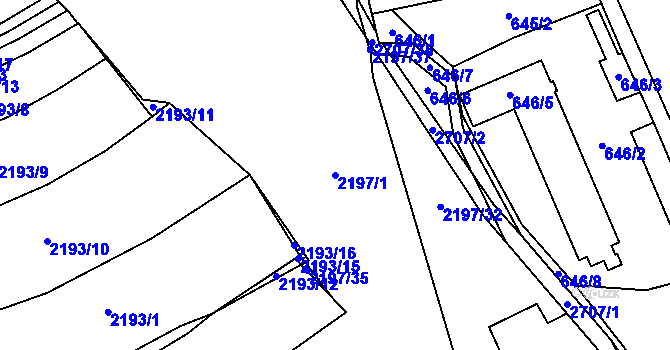 Parcela st. 2197/1 v KÚ Louky nad Olší, Katastrální mapa
